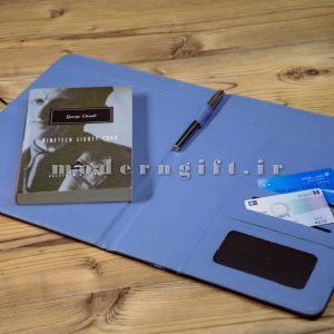کیف فولدر چرمی A4 دوتکه آبی